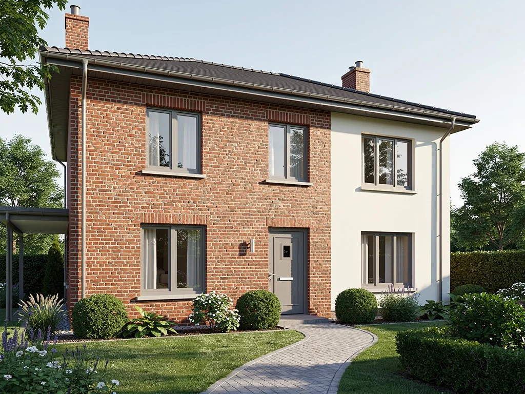 Maison ancienne en brique après ravalement et isolation par l'extérieur